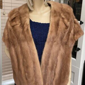 Women Beautiful Authentic Blonde MINK Fur Shawl Wrap